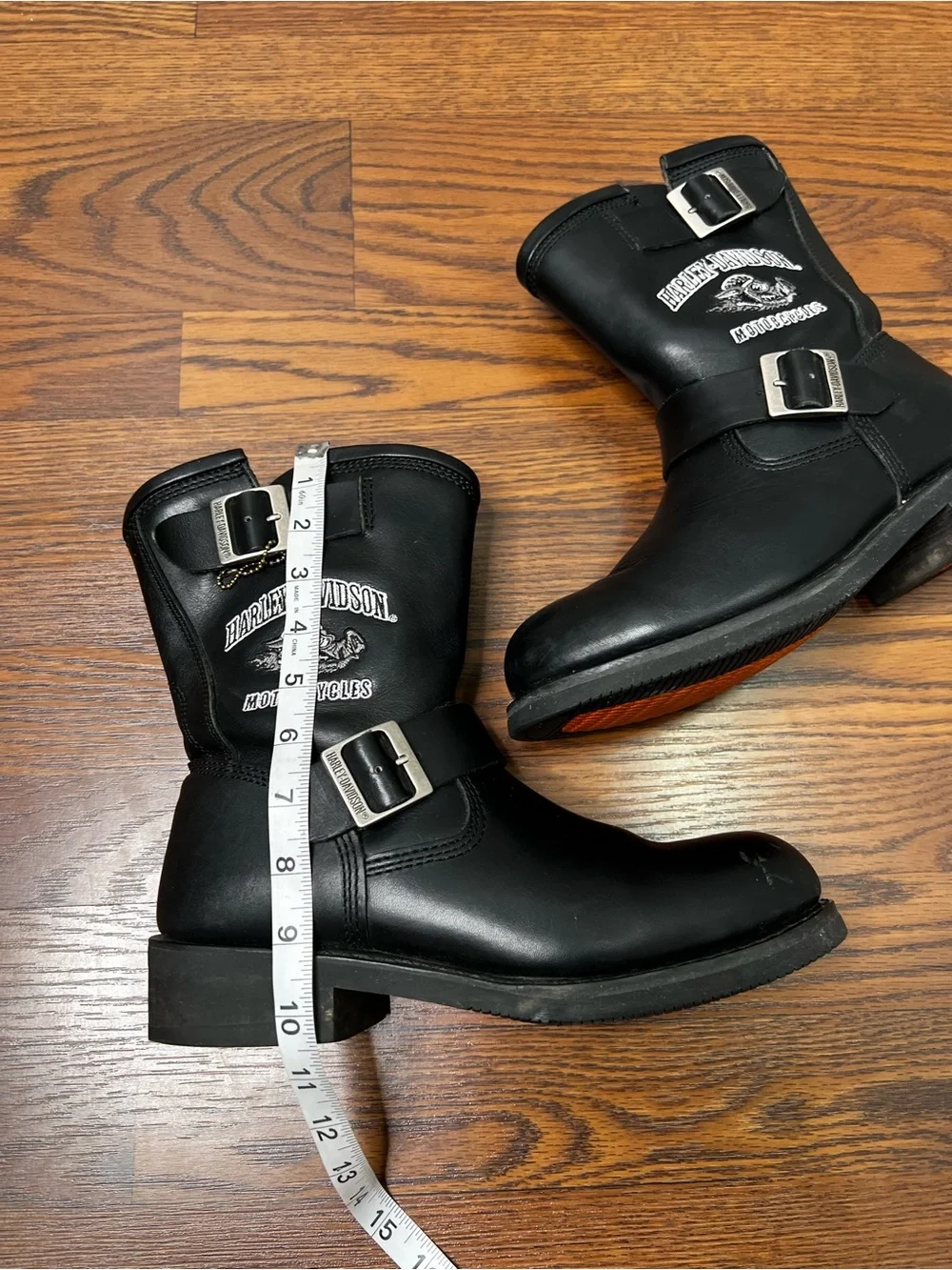 Harley-Davidson Black Leather Boots with Hog Embroidered design size Men’s 8